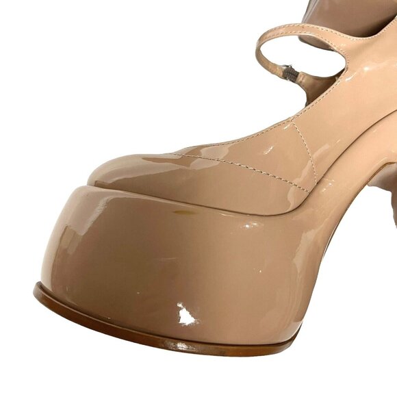 SCHUTZ Zayne Mary Jane Heels Size 7.5 Platform Chunky Pump Patent Pressego Tan - Picture 16 of 16